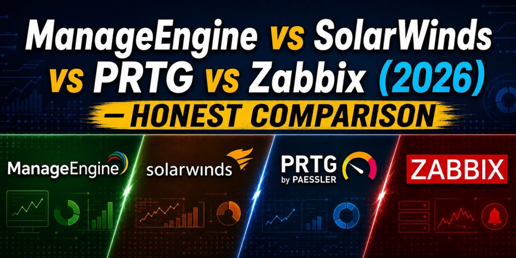 ManageEngine vs SolarWinds vs PRTG vs Zabbix (2026) — Honest Comparison